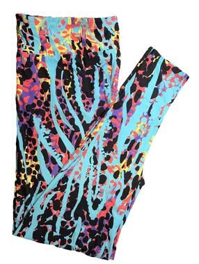 NWT LuLaRoe Vibrant Tropical Flowing Underwater Coral Print Leggings TC2 (20-26)